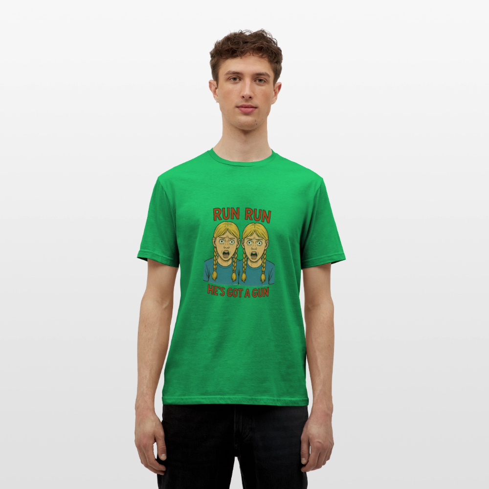 Zwillinge - run he´s got a gun - Männer T-Shirt - Kelly Green