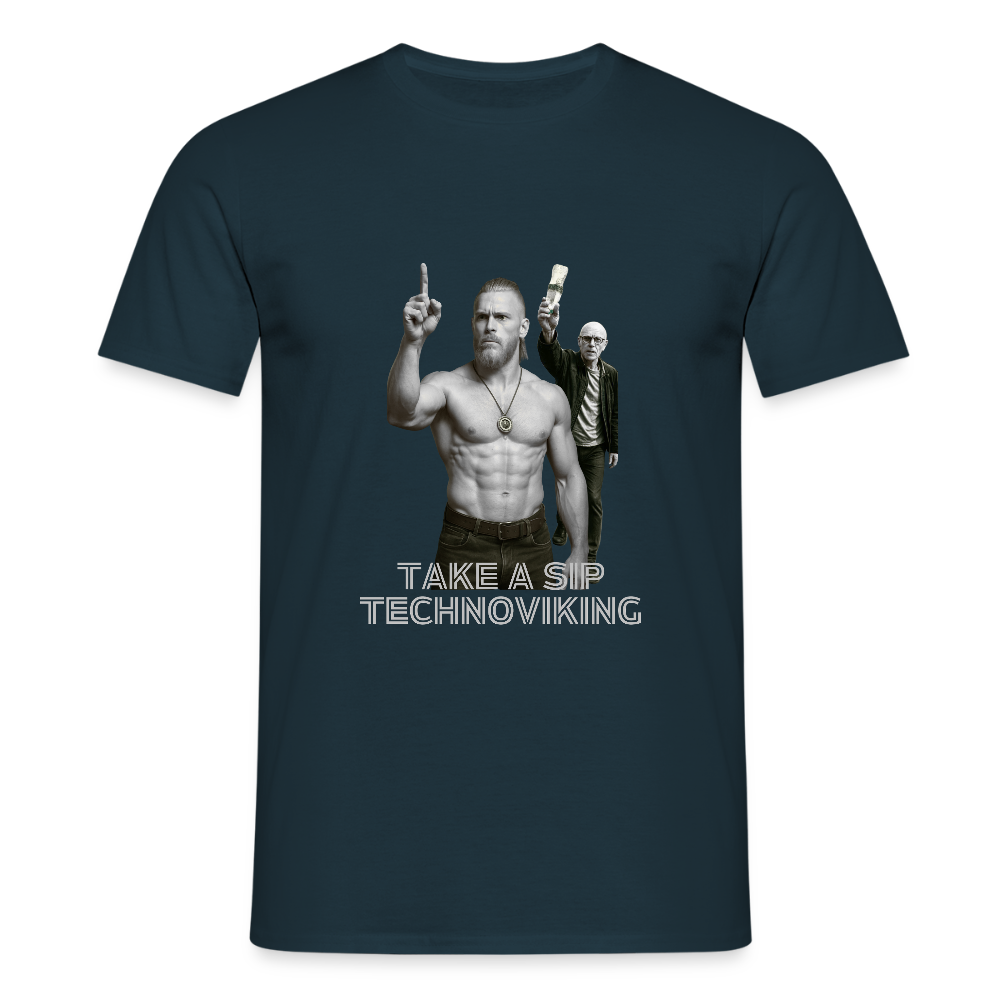 Take a sip Technoviking - Männer T-Shirt - Navy