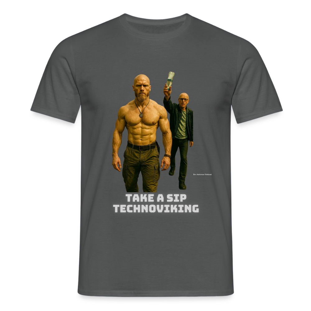 Take a sip Technoviking - Männer T-Shirt - Anthrazit