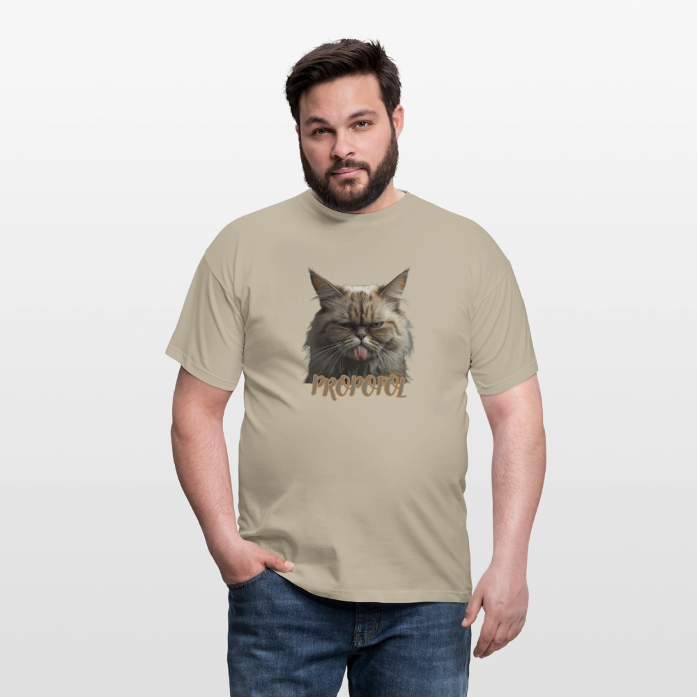 Propofol Cat - Männer T-Shirt - Sandbeige
