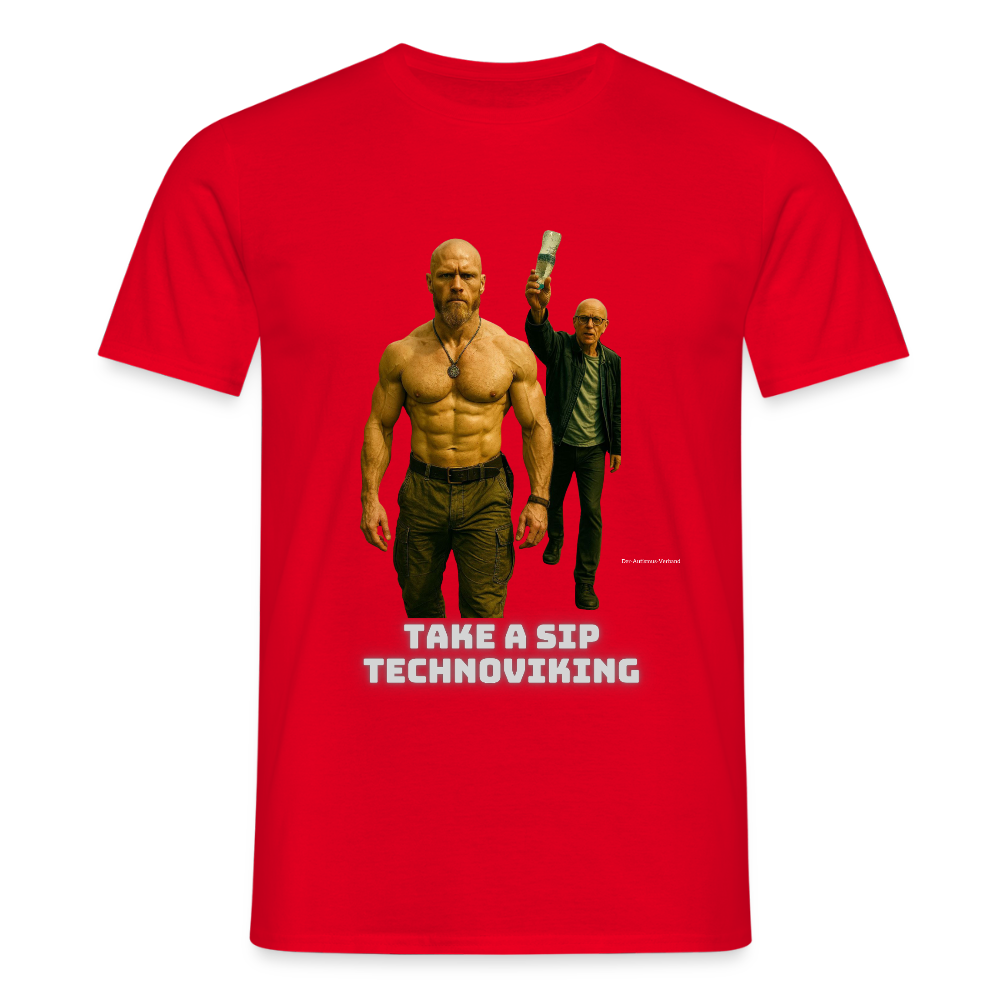 Take a sip Technoviking - Männer T-Shirt - Rot