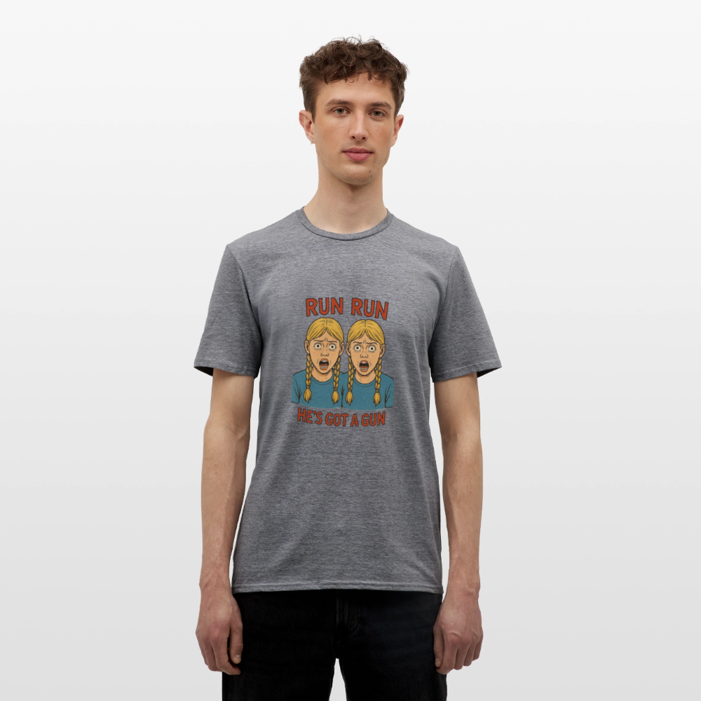 Zwillinge - run he´s got a gun - Männer T-Shirt - Graphit meliert
