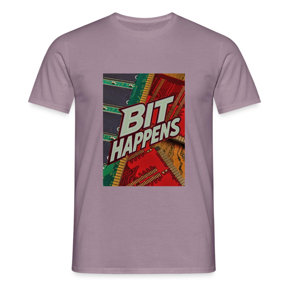 Bit Happens - Männer T-Shirt - Lilagrau 
