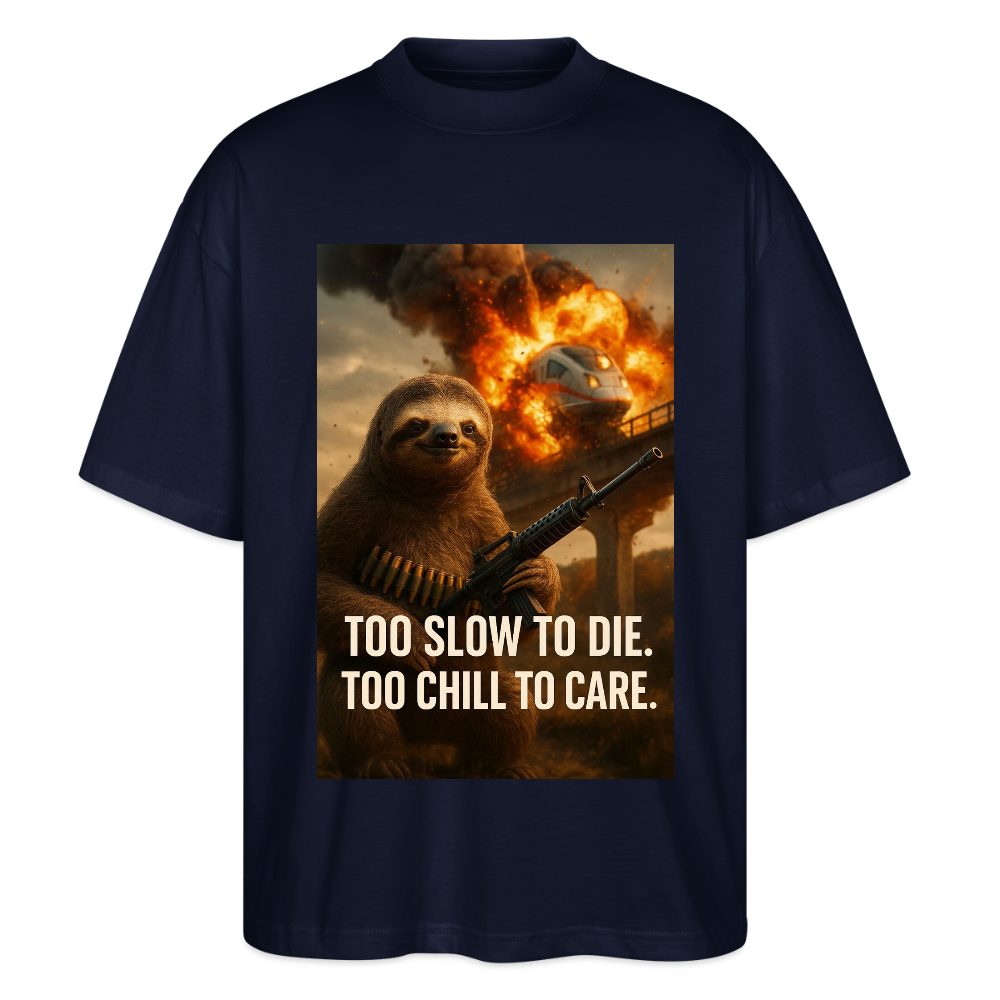 Slow sloth to chill to care - Stanley/Stella Oversized Unisex Bio T-Shirt Blaster - Navy