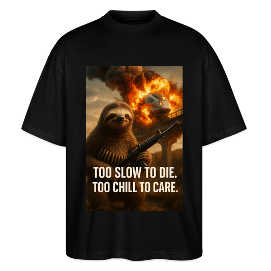 Slow sloth to chill to care - Stanley/Stella Oversized Unisex Bio T-Shirt Blaster - Schwarz