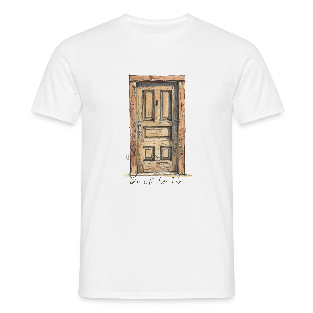 Da ist die Tür Sketch - Männer T-Shirt - Weiß