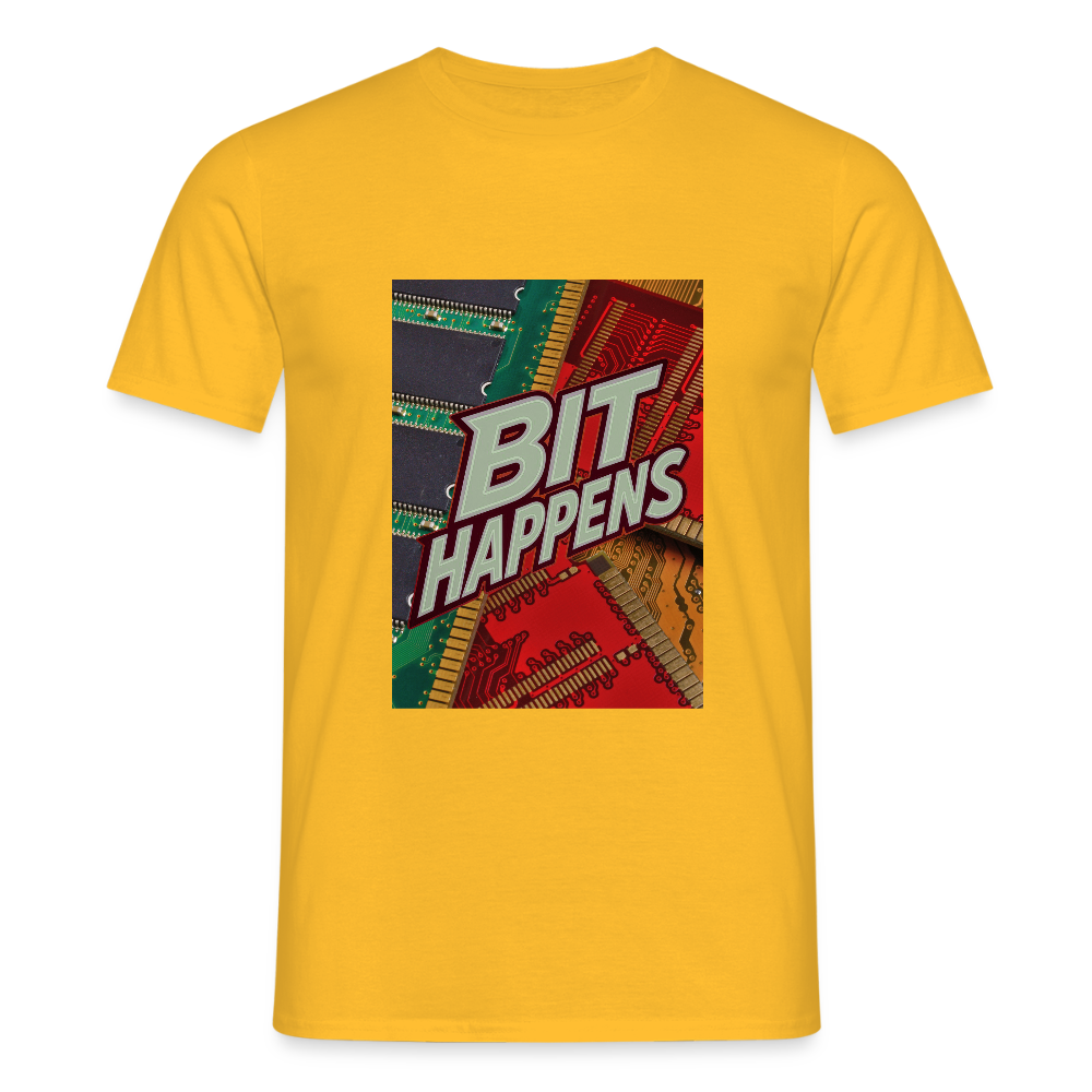 Bit Happens - Männer T-Shirt - Gelb