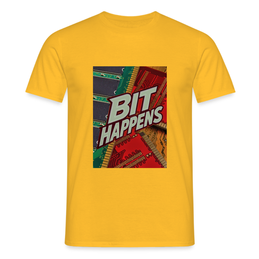 Bit Happens - Männer T-Shirt - Gelb