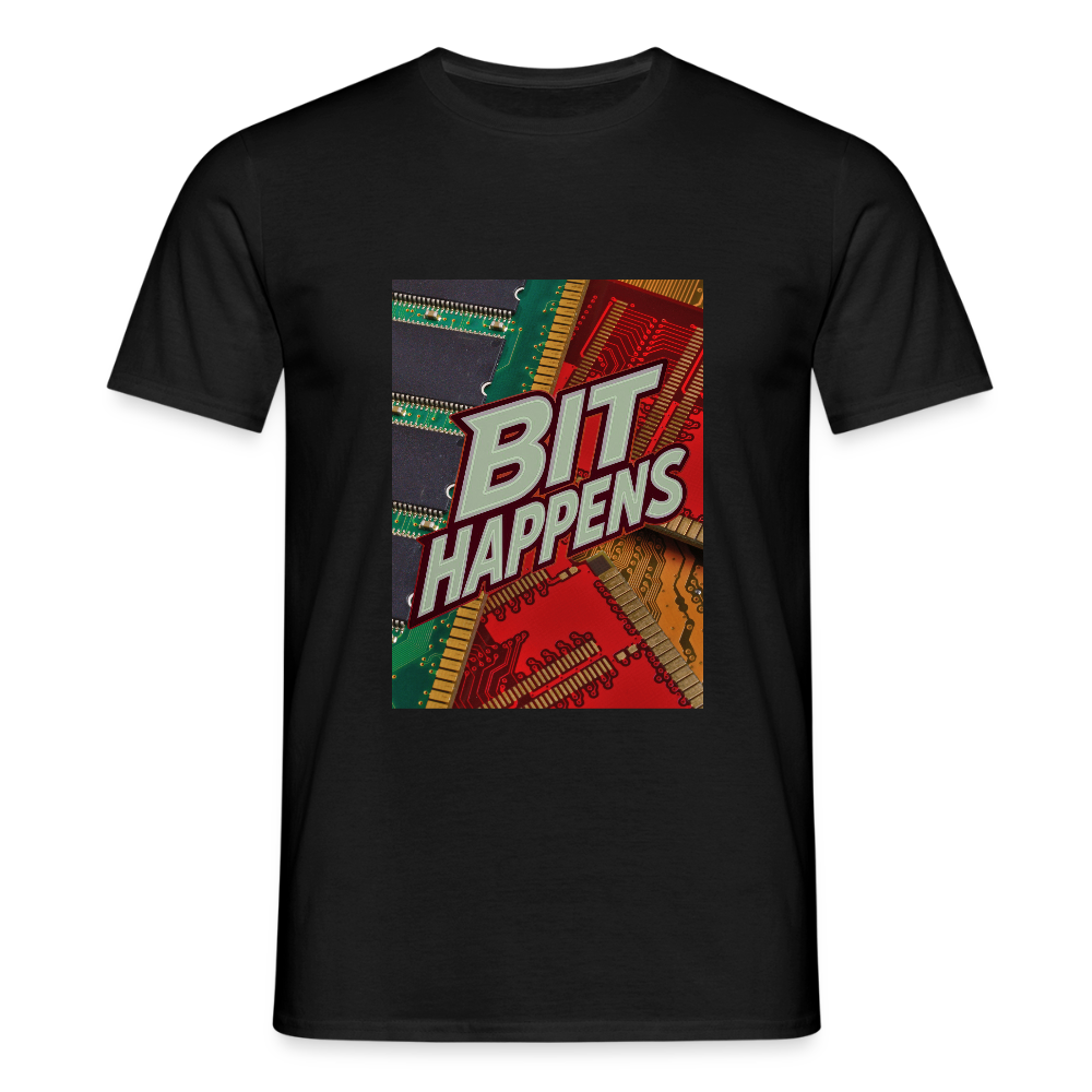 Bit Happens - Männer T-Shirt - Schwarz
