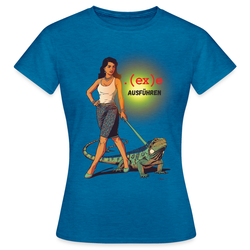 .(ex)e ausführen - Frauen T-Shirt - Antikblaues Saphir meliert