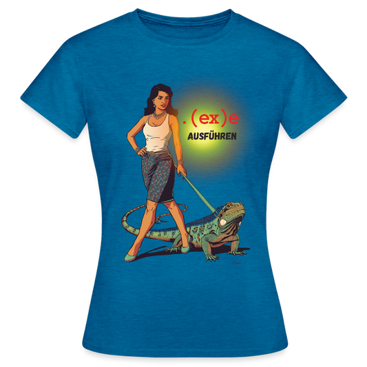 .(ex)e ausführen - Frauen T-Shirt - Antikblaues Saphir meliert
