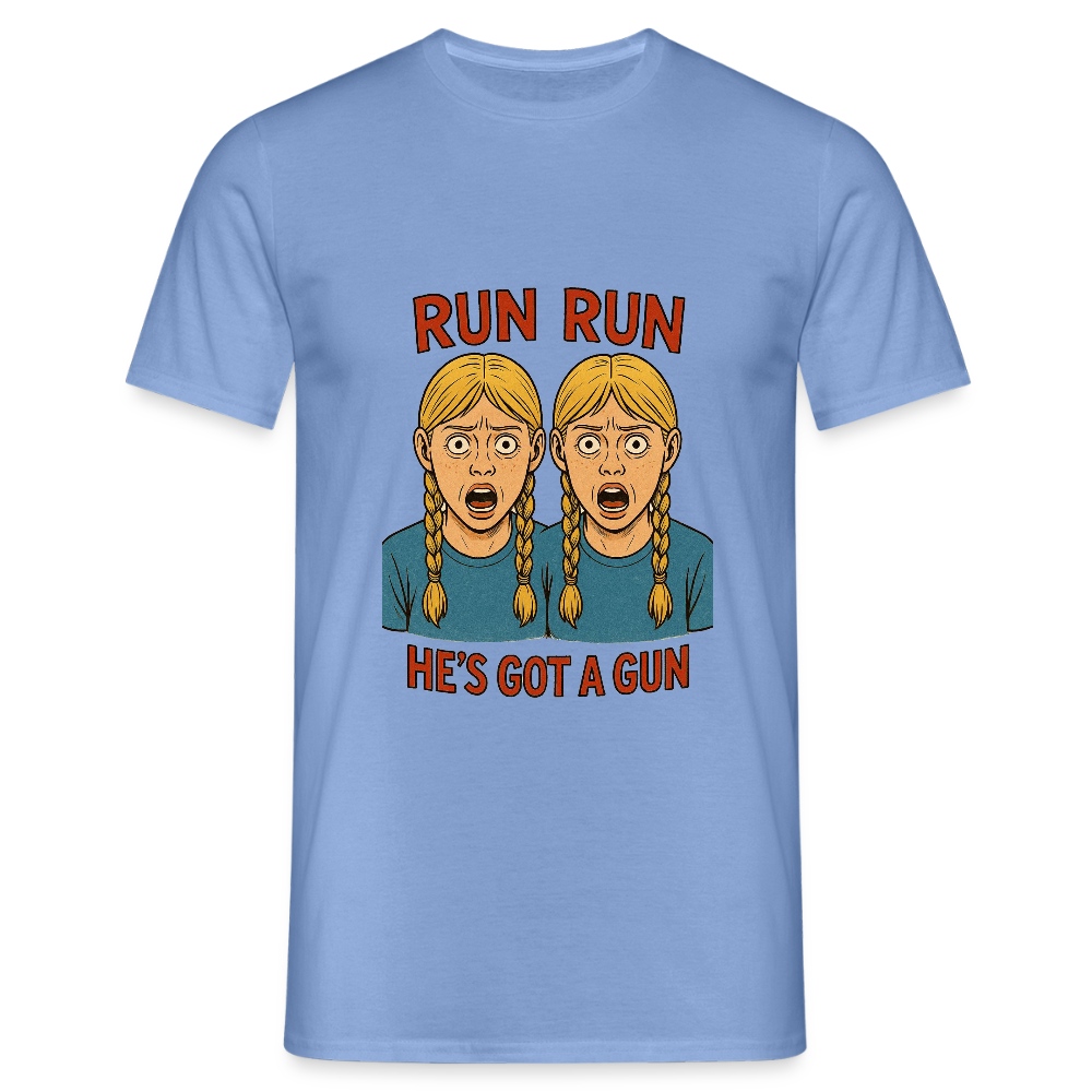 Zwillinge - run he´s got a gun - Männer T-Shirt - carolina blue