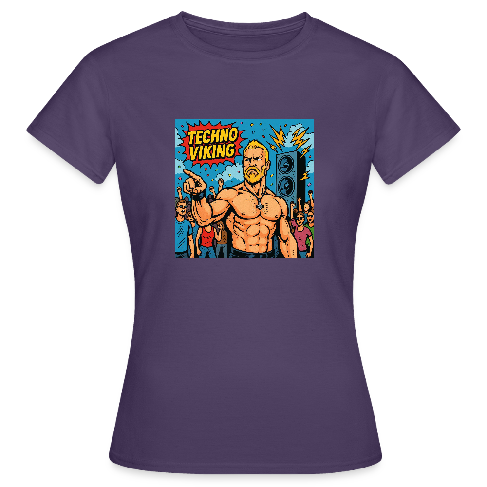 Technoviking Comic Frauen T-Shirt - Dunkellila