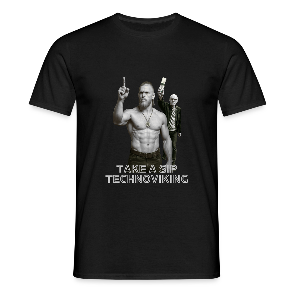 Take a sip Technoviking - Männer T-Shirt - Schwarz