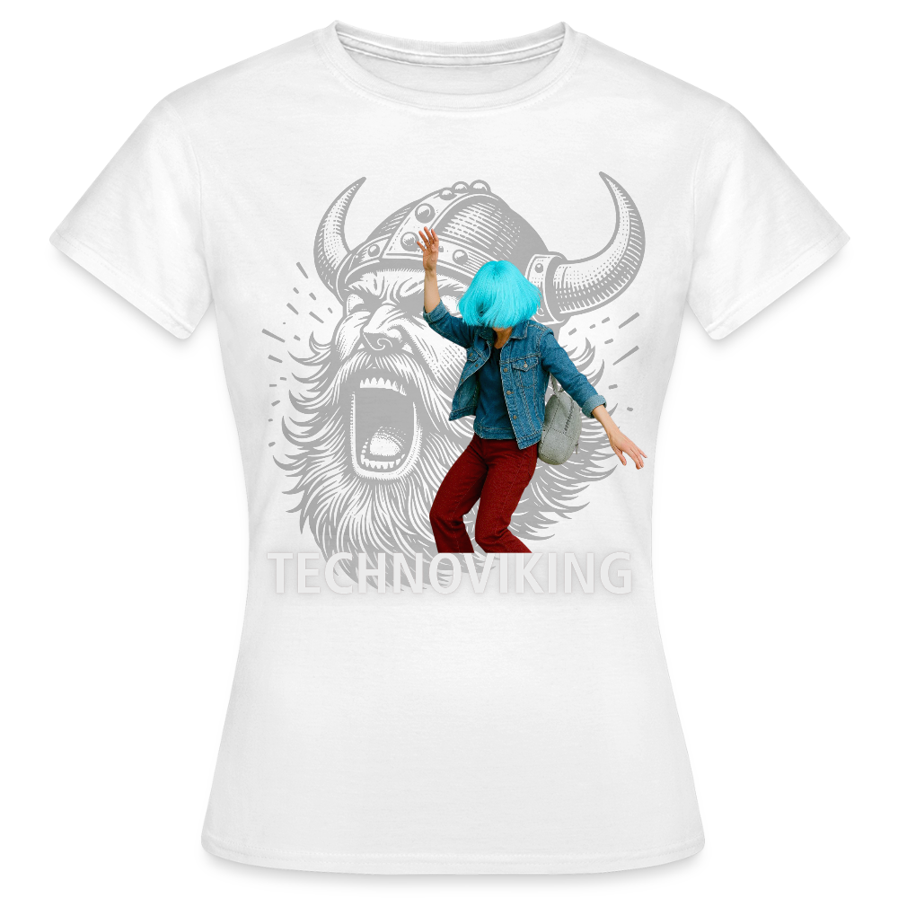 Technoviking protects blue haired girl - Frauen T-Shirt - Weiß