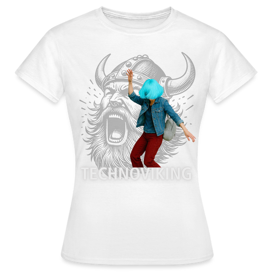 Technoviking protects blue haired girl - Frauen T-Shirt - Weiß