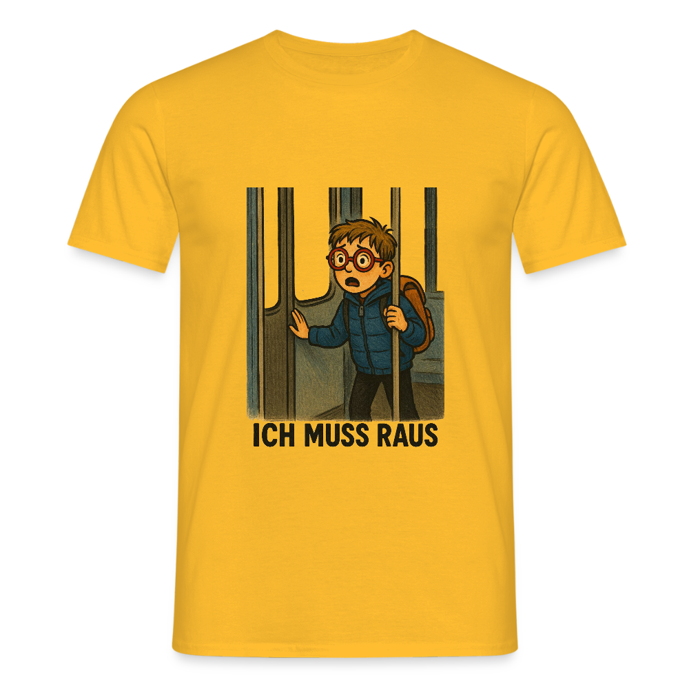 Junge im Bus ich muss raus - Männer T-Shirt - Gelb