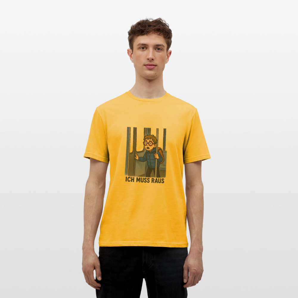 Junge im Bus ich muss raus - Männer T-Shirt - Gelb