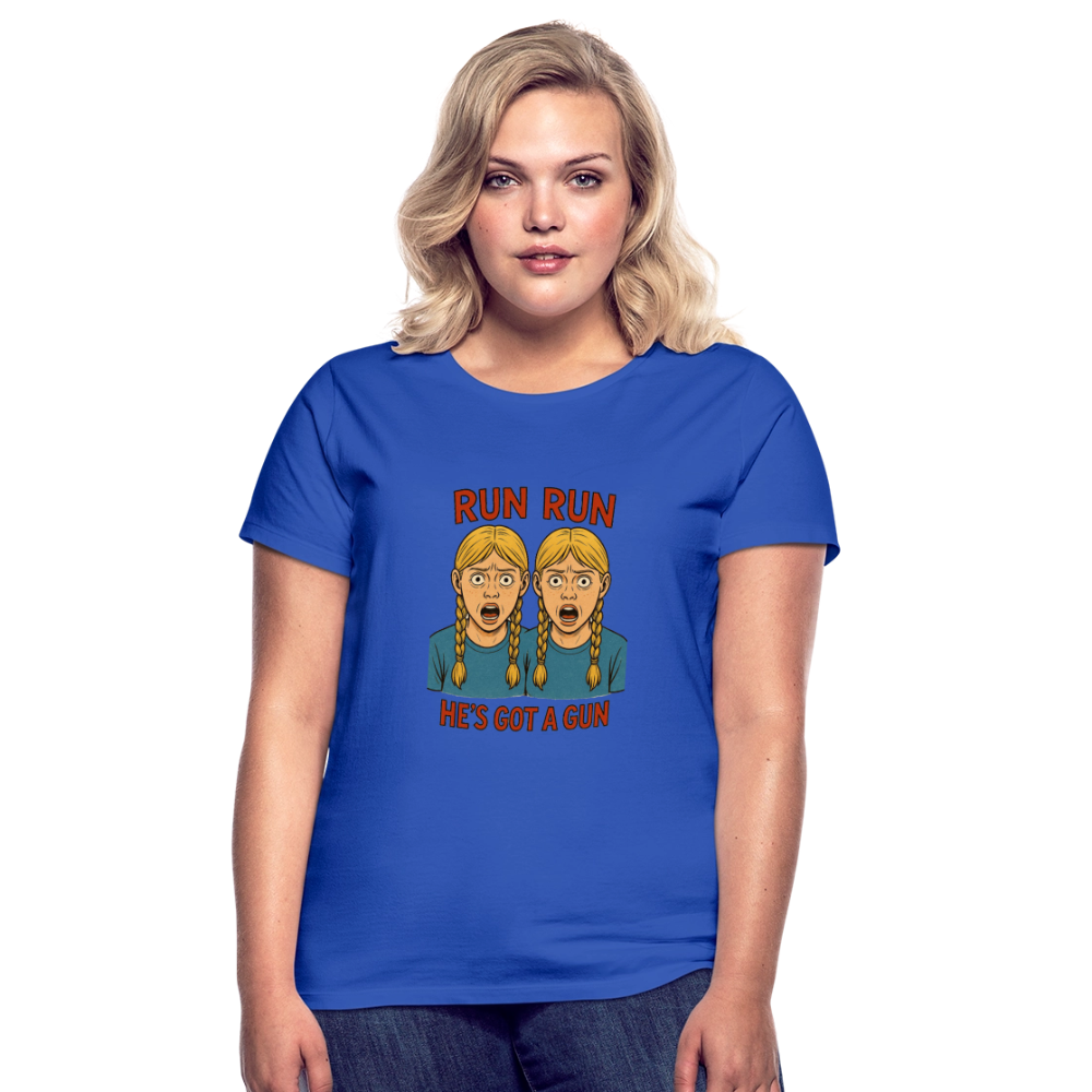 Zwillinge - run he´s got a gun - Frauen T-Shirt - Royalblau