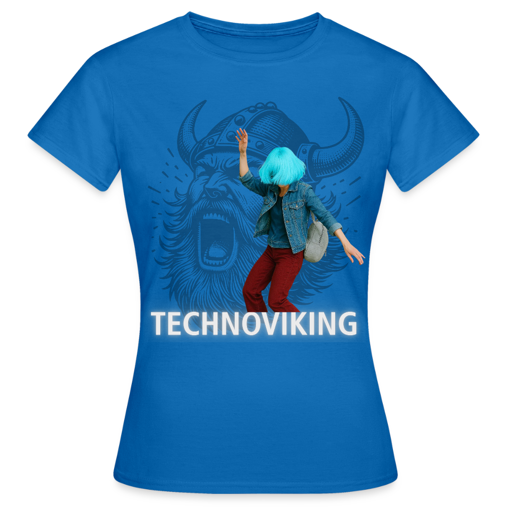 Technoviking protects blue haired girl - Frauen T-Shirt - Royalblau